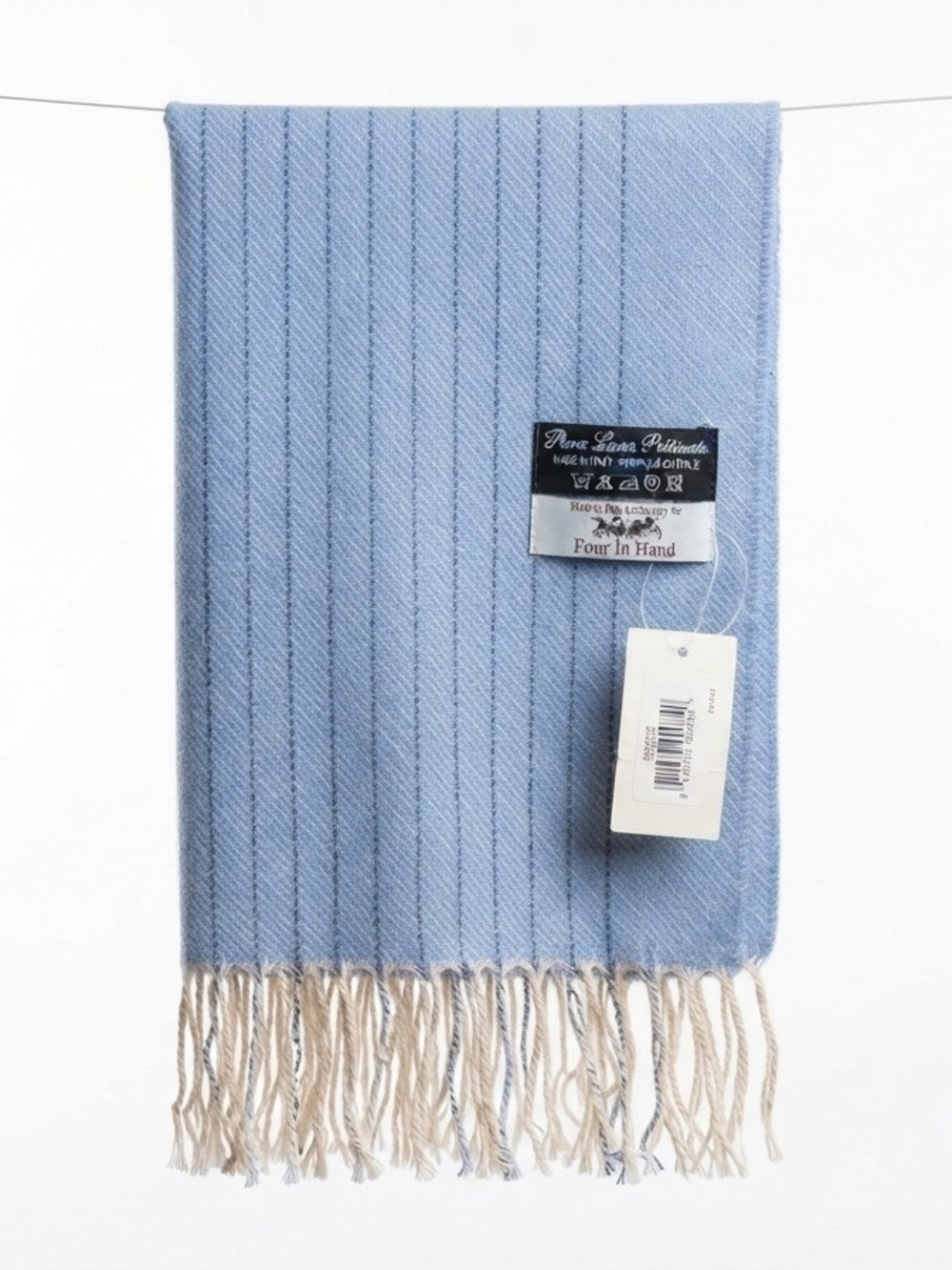 Colombo Wool Blend Light Blue Striped Scarf